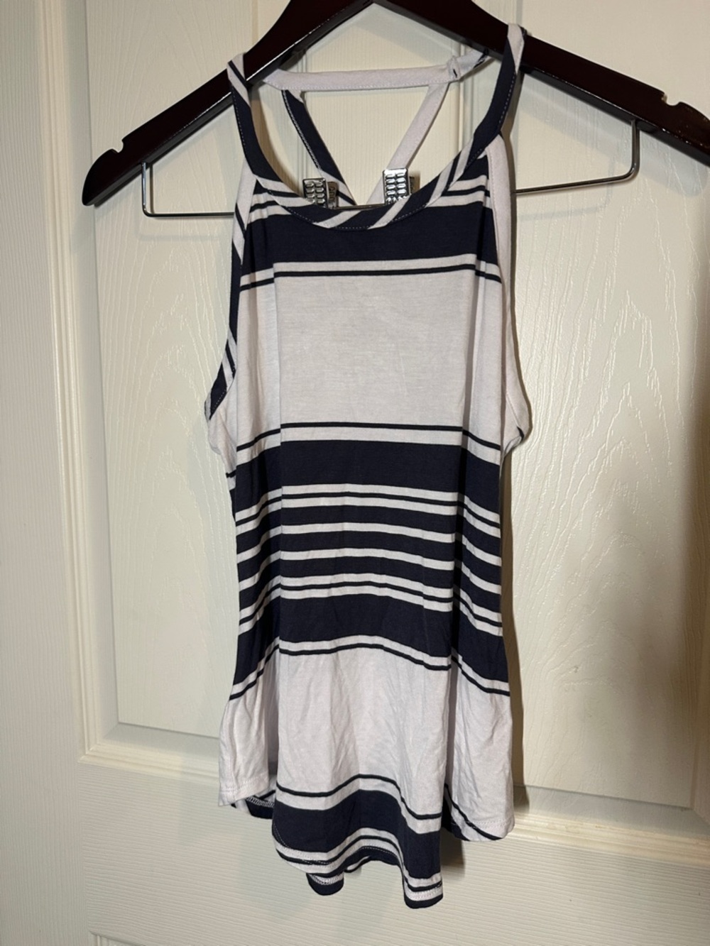 Chaser Striped charcoal and White Racerback Tank Top small